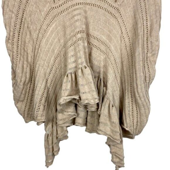 Anthropology Little Yellow Bird Carolina Open Knit Ruffle Poncho Cover Up US XS - Picture 3 of 6